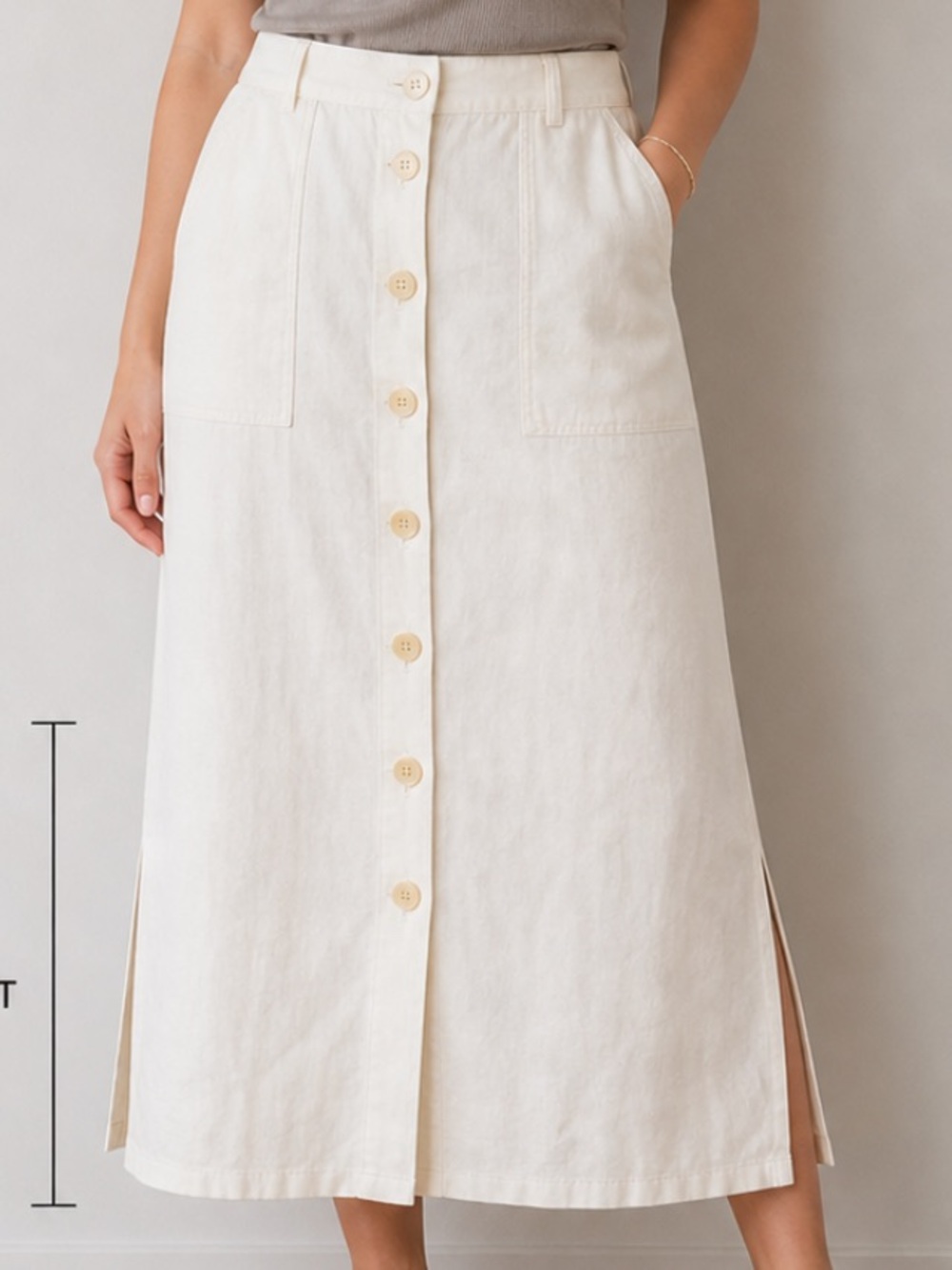 Talbots Button Front Maxi Skirt Women’s 10 Petite 10P White Linen Lined